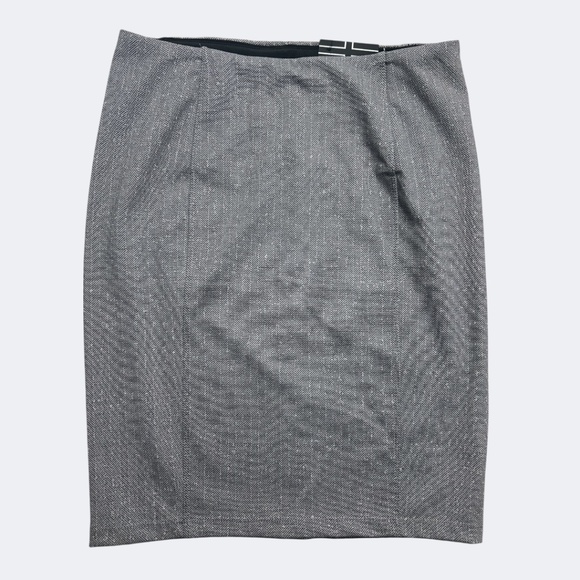 Liverpool Skirt Womens Petite 4 Gray Black Herringbone Pencil Stretch XP6023Z47 - Picture 1 of 8